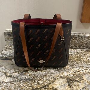 Coach 27 Horse and Carriage Medium Tote Bag- Black and Brown